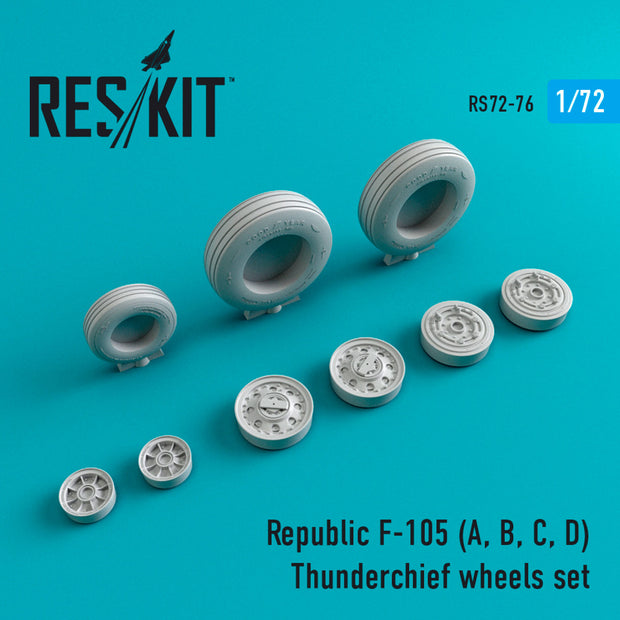 Republic F-105 (A,B,C,D) Thunderchief Wheels set Scale 1:72 ResKit RS72-0076 for Aircraft Model Kit