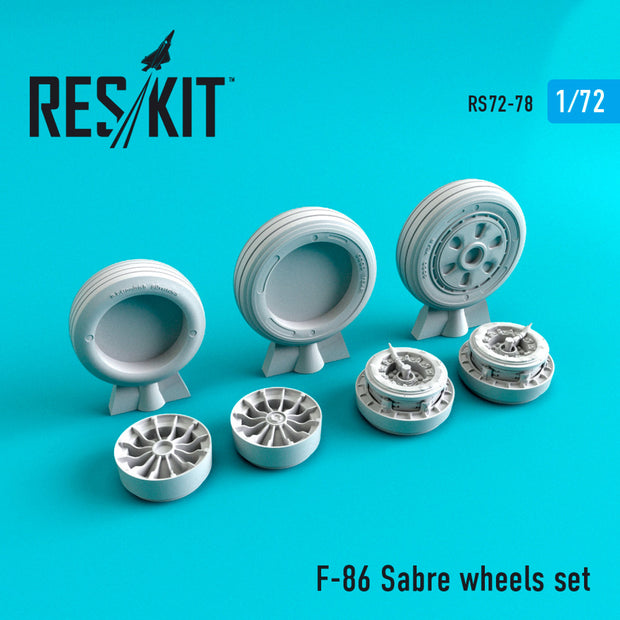 North American F-86 Sabre Wheels set Scale 1:72 ResKit RS72-0078 for Aircraft Model Kit