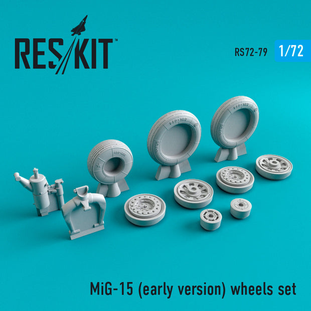 MiG-15 (early version) Wheels set Scale 1:72 ResKit RS72-0079 for Aircraft Model Kit