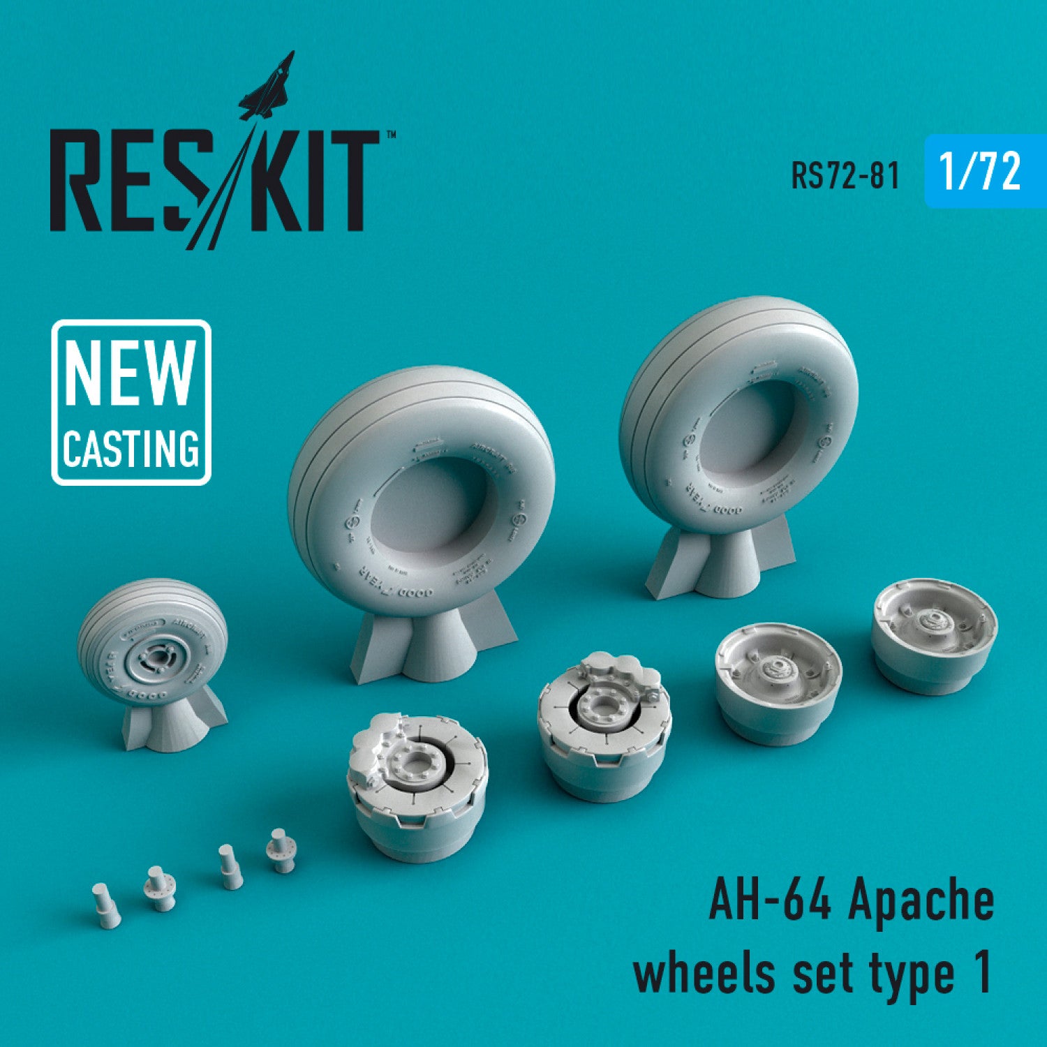 AH-64 Apache Wheels set type 1 Scale 1:72 ResKit RS72-0081 for Helicopters Model Kit