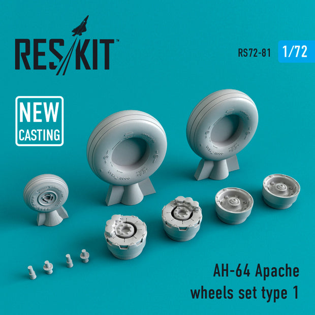 AH-64 Apache Wheels set type 1 Scale 1:72 ResKit RS72-0081 for Helicopters Model Kit