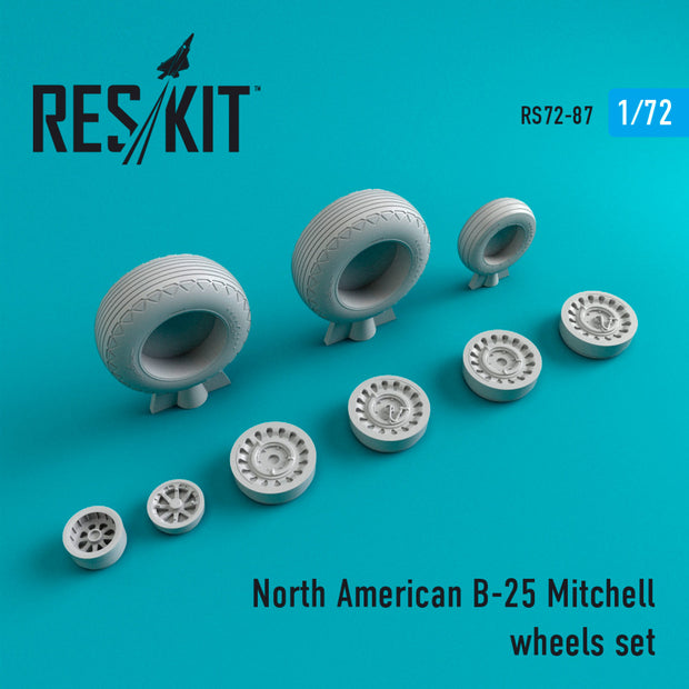 North American B-25 Mitchell Wheels set Scale 1:72 ResKit RS72-0087 for Aircraft Model Kit