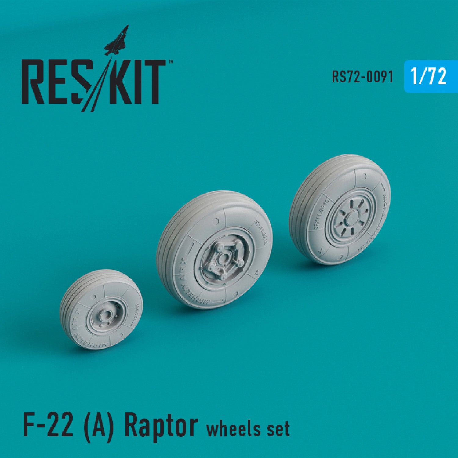 Lockheed Martin F-22A Raptor Wheels set Scale 1:72 ResKit RS72-0091 for Aircraft Model Kit