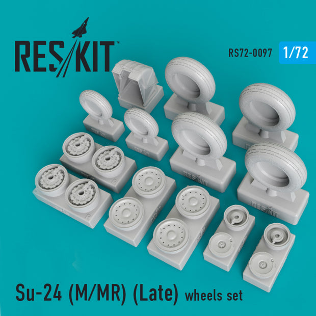 Sukhoi Su-24 (M,MR) late version Wheels set Scale 1:72 ResKit RS72-0097 for Aircraft Model Kit