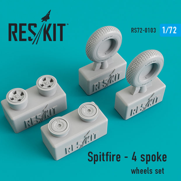 Spitfire (4 spoke) Wheels set Scale 1:72 ResKit RS72-0103 for Aircraft Model Kit