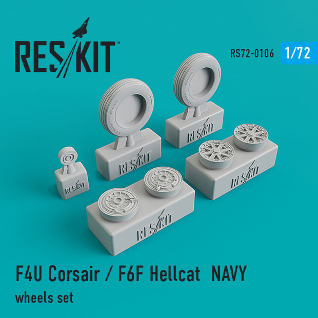 F4U Corsair/F6F Hellcat NAVY Wheels set Scale 1:72 ResKit RS72-0106 for Aircraft Model Kit