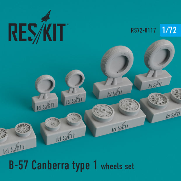 B-57 Canberra type 1 Wheels set Scale 1:72 ResKit RS72-0117 for Aircraft Model Kit