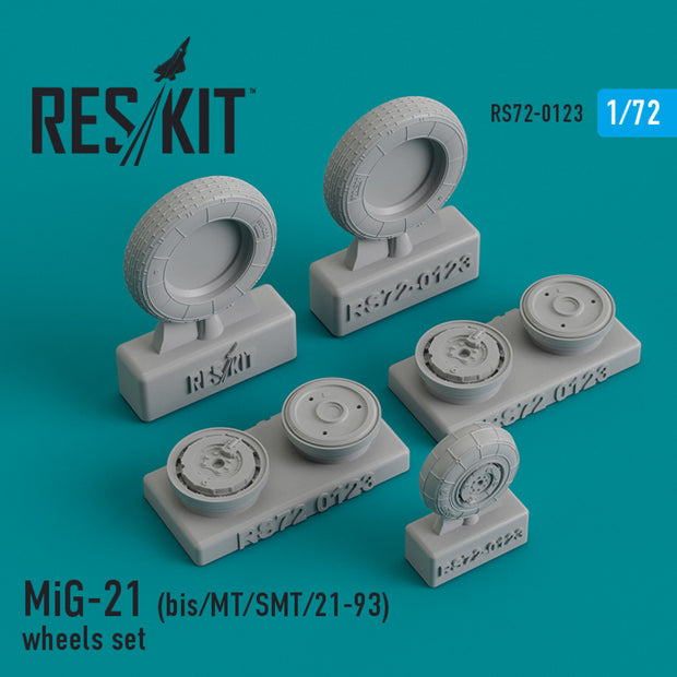 MiG-21 (bis, MT, SMT, 21-93) Wheels set Scale 1:72 ResKit RS72-0123 for Aircraft Model Kit