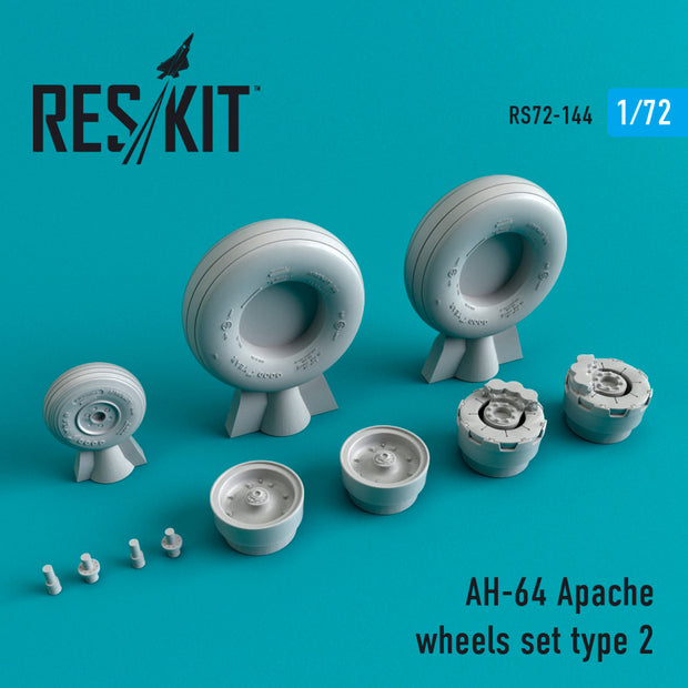 AH-64 Apache type 2 Wheels set Scale 1:72 ResKit RS72-0144 for Helicopters Model Kit