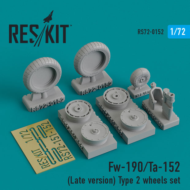 Focke-Wulf Fw-190/Ta-152 (Late version) type 2 Wheels set Scale 1:72 ResKit RS72-0152 for Aircraft Model Kit