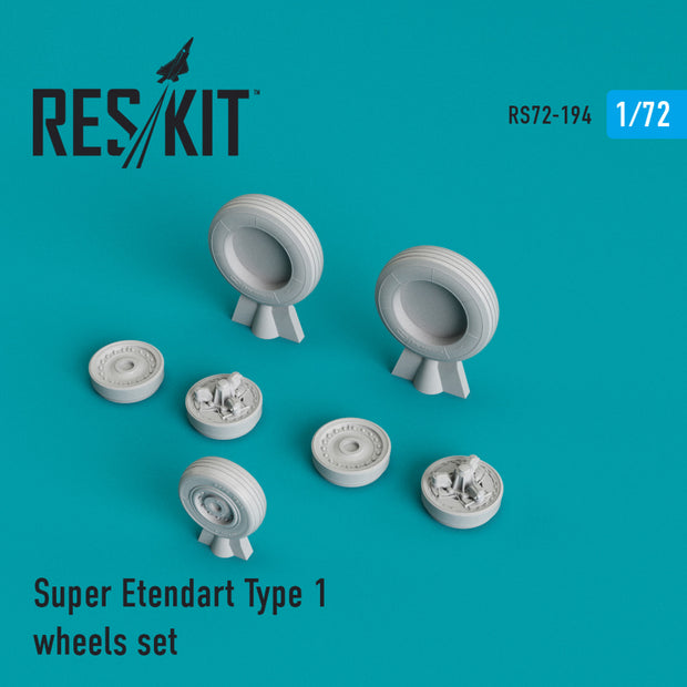 Dassault-Breguet Super Etendard type 1 Wheels set Scale 1:72 ResKit RS72-0194 for Aircraft Model Kit