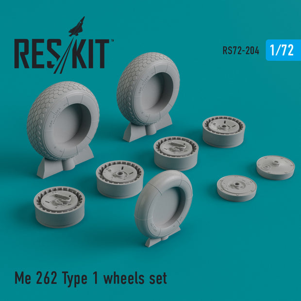 Messerschmitt Me.262 type 1 Wheels set Scale 1:72 ResKit RS72-0204 for Aircraft Model Kit