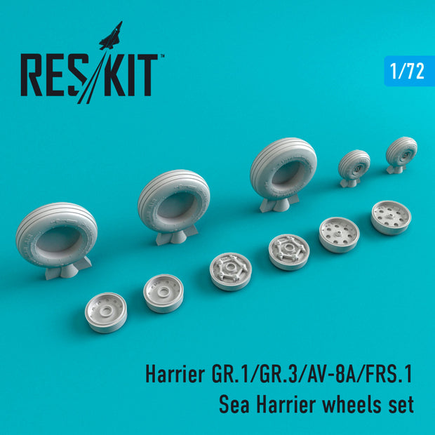 Harrier GR,1/GR,3/AV-8A/FRS,1/Sea Harrier Wheels set Scale 1:72 ResKit RS72-0211 for Aircraft Model Kit