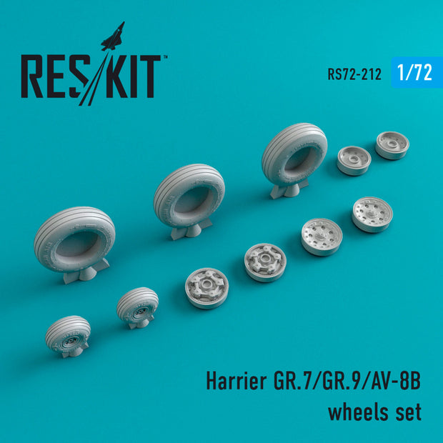 Harrier GR,7/GR,9/AV-8B Wheels set Scale 1:72 ResKit RS72-0212 for Aircraft Model Kit