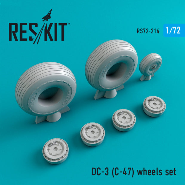 Douglas DC-3 (C-47) Wheels set Scale 1:72 ResKit RS72-0214 for Aircraft Model Kit