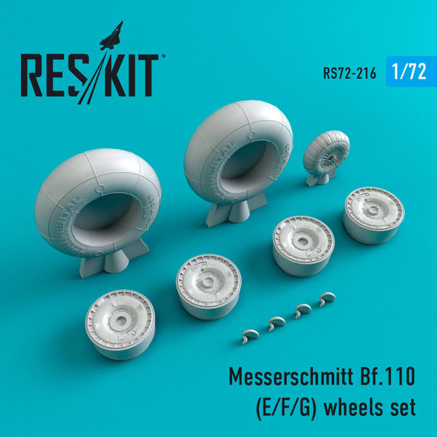 Messerschmitt Bf.110 (E,F,G) Wheels set Scale 1:72 ResKit RS72-0216 for Aircraft Model Kit