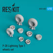 Lockheed P-38 Lightning type 1 Wheels set Scale 1:72 ResKit RS72-0220 for Aircraft Model Kit