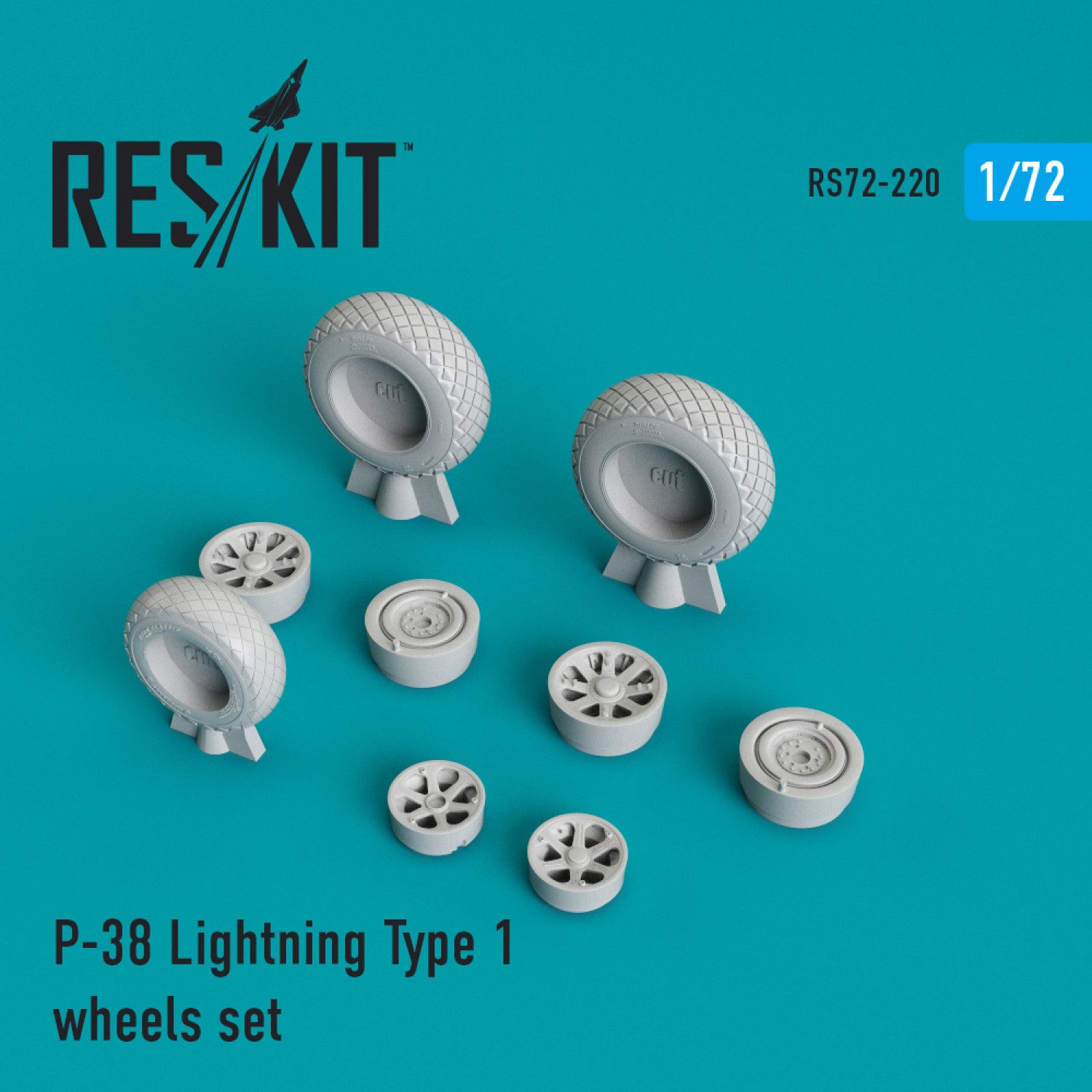 Lockheed P-38 Lightning type 1 Wheels set Scale 1:72 ResKit RS72-0220 for Aircraft Model Kit