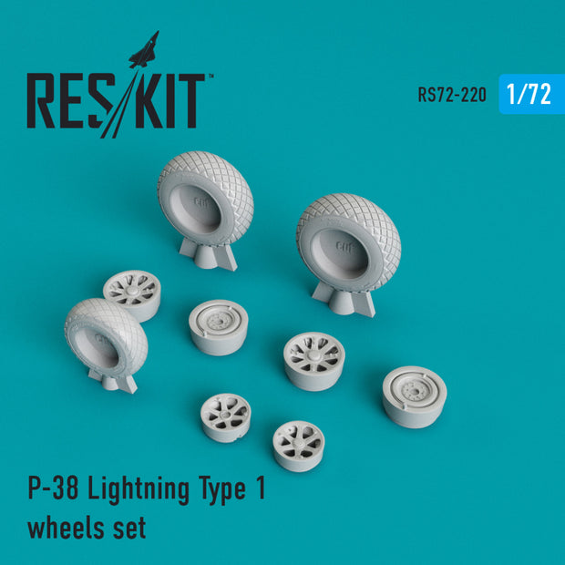 Lockheed P-38 Lightning type 1 Wheels set Scale 1:72 ResKit RS72-0220 for Aircraft Model Kit