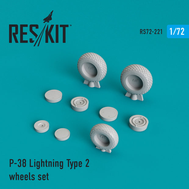 Lockheed P-38 Lightning type 2 Wheels set Scale 1:72 ResKit RS72-0221 for Aircraft Model Kit