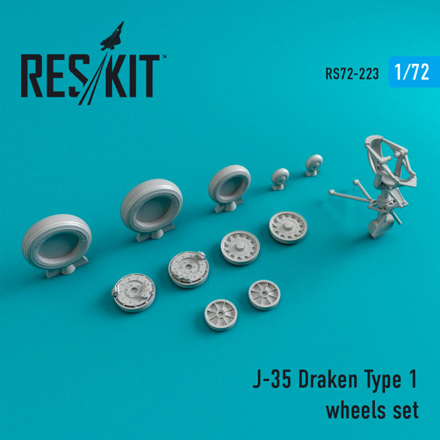 Saab J-35 Draken Wheels set type 1 Scale 1:72 ResKit RS72-0223 for Aircraft Model Kit