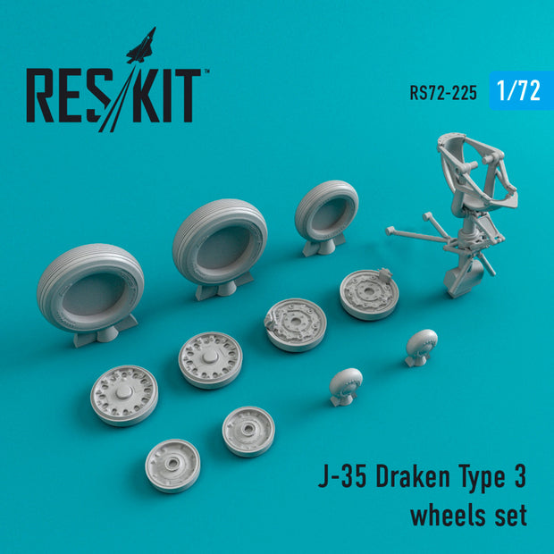 Saab J-35 Draken Wheels set type 3 Scale 1:72 ResKit RS72-0225 for Aircraft Model Kit