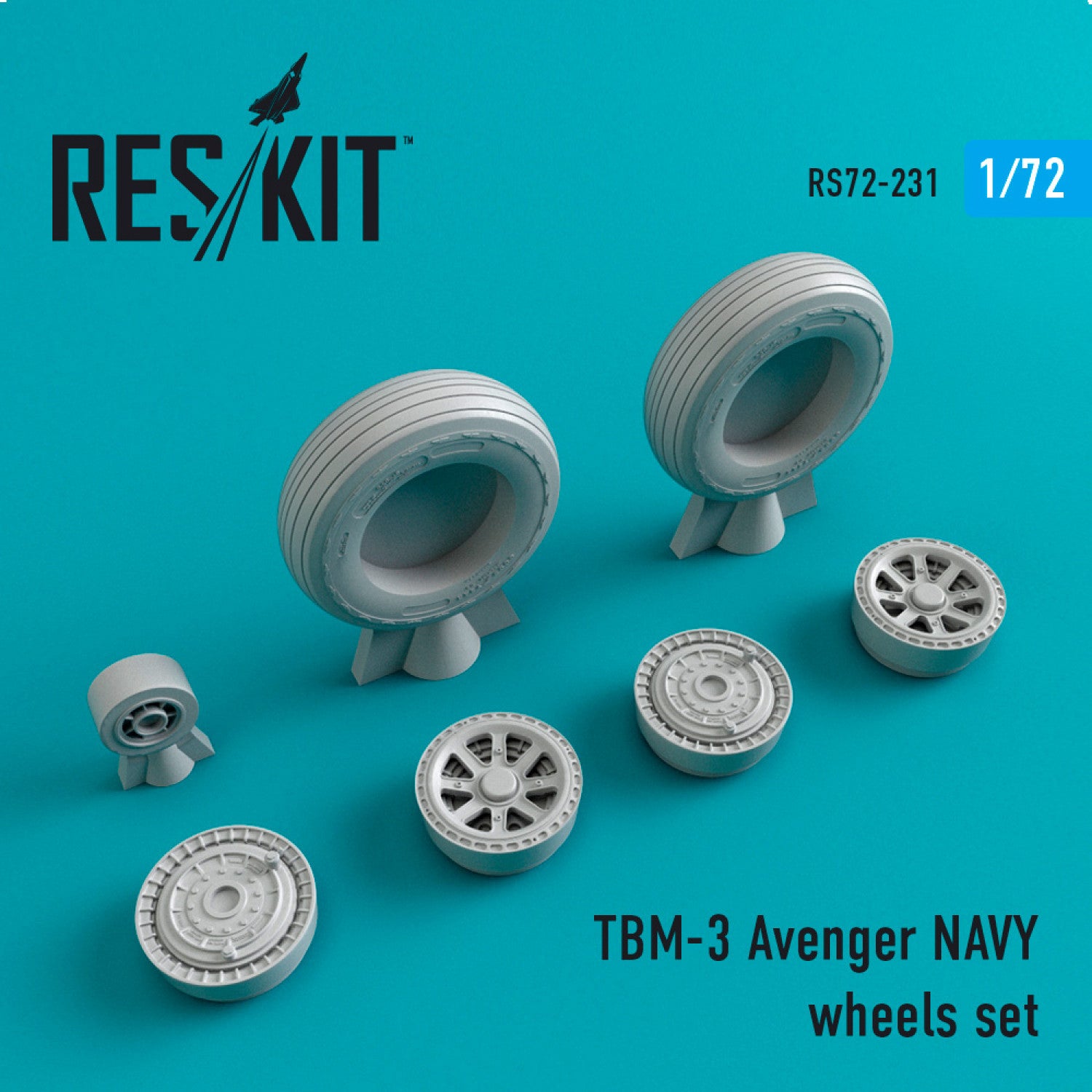 Grumman TBM-3 Avenger NAVY Wheels set Scale 1:72 ResKit RS72-0231 for Aircraft Model Kit