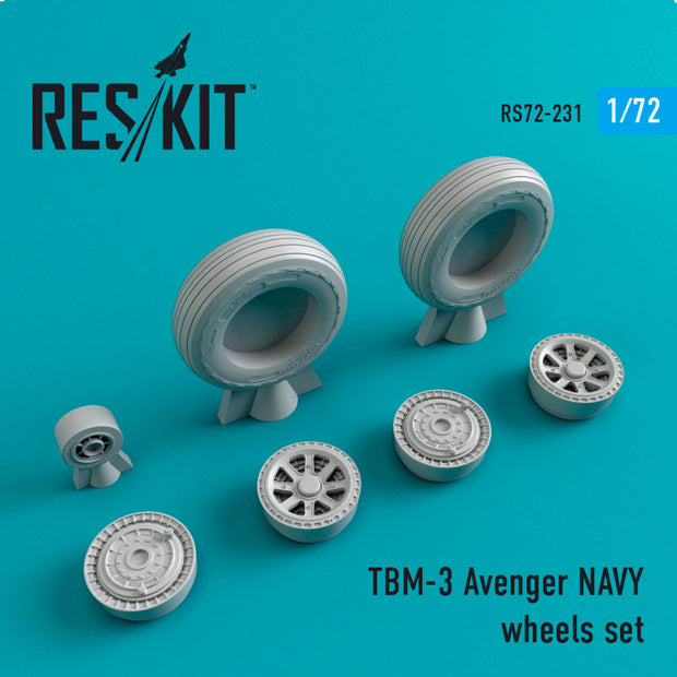 Grumman TBM-3 Avenger NAVY Wheels set Scale 1:72 ResKit RS72-0231 for Aircraft Model Kit