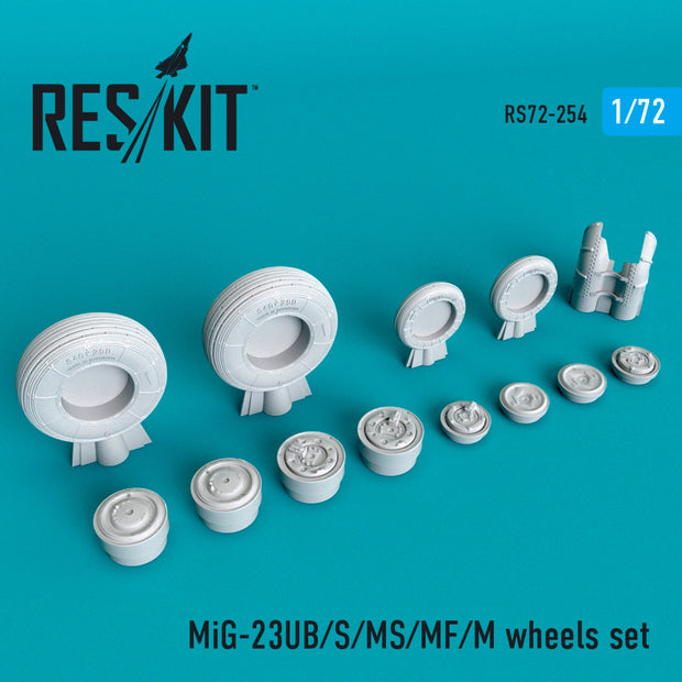 MiG-23 (UB,S,MS,MF,M) Wheels set Scale 1:72 ResKit RS72-0254 for Aircraft Model Kit