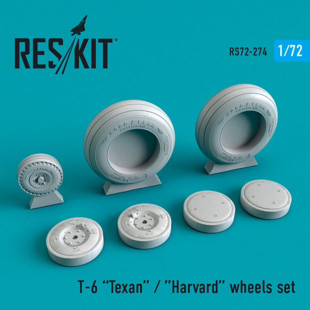 North American T-6 Texan Wheels set Scale 1:72 ResKit RS72-0274 for Aircraft Model Kit