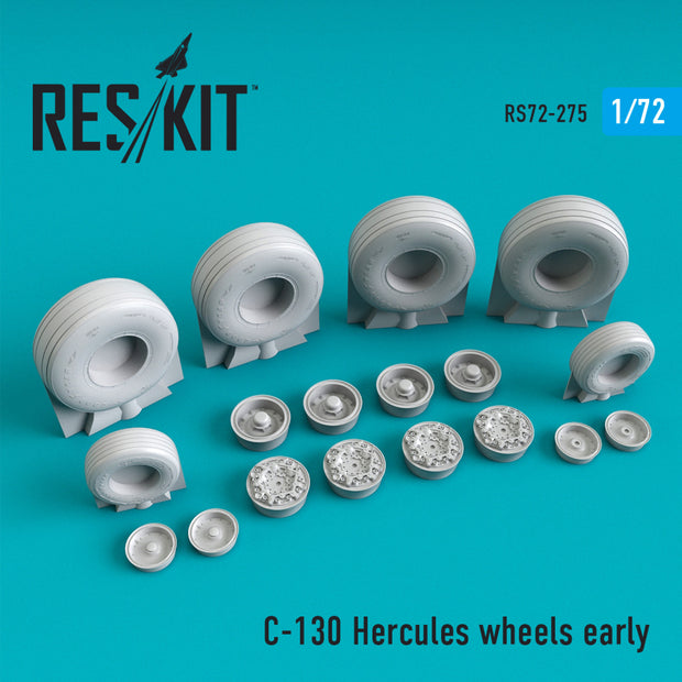 Lockheed C-130 Hercules Wheels set early type (weighted) Scale 1:72 ResKit RS72-0275 for Aircraft Model Kit