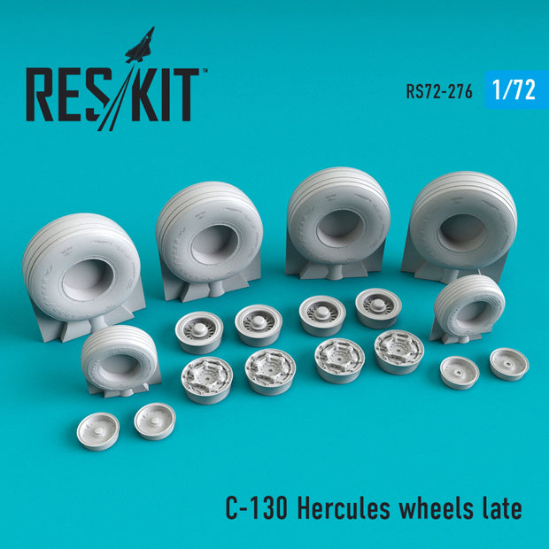 Lockheed C-130 Hercules Wheels set late type (weighted) Scale 1:72 ResKit RS72-0276 for Aircraft Model Kit