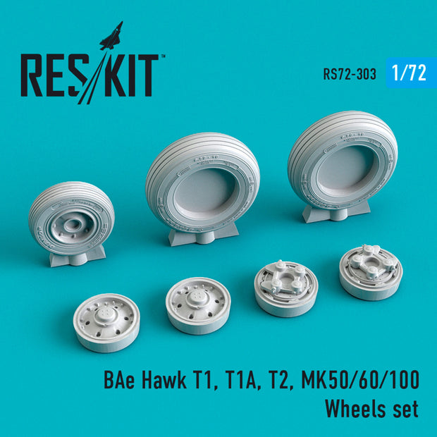 BAe Hawk T1, T1A, T2, MK50/60/100 Wheels set Scale 1:72 ResKit RS72-0303 for Aircraft Model Kit