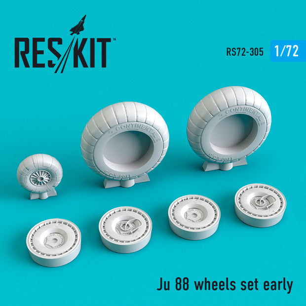 Junkers Ju-88 Wheels set early type Scale 1:72 ResKit RS72-0305 for Aircraft Model Kit