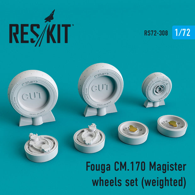Fouga CM.170 Magister Wheels set (weighted) Scale 1:72 ResKit RS72-0308 for Aircraft Model Kit