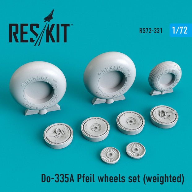 Dornier Do-335А Pfeil Wheels set (weighted) Scale 1:72 ResKit RS72-0331 for Aircraft Model Kit
