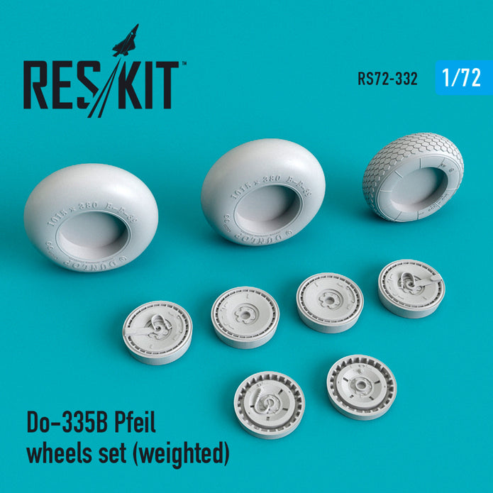 Dornier Do-335В Pfeil Wheels set (weighted) Scale 1:72 ResKit RS72-0332 for Aircraft Model Kit