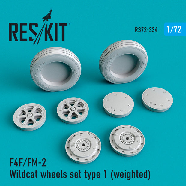 F4F/FM-2 Wildcat Wheels set type 1 (weighted) Scale 1:72 ResKit RS72-0334 for Aircraft Model Kit
