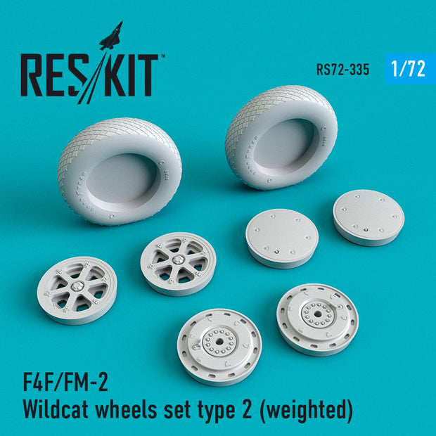 F4F/FM-2 Wildcat Wheels set type 2 (weighted) Scale 1:72 ResKit RS72-0335 for Aircraft Model Kit