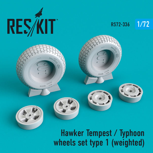 Hawker Tempest/Typhoon Wheels set type 1 (weighted) Scale 1:72 ResKit RS72-0336 for Aircraft Model Kit