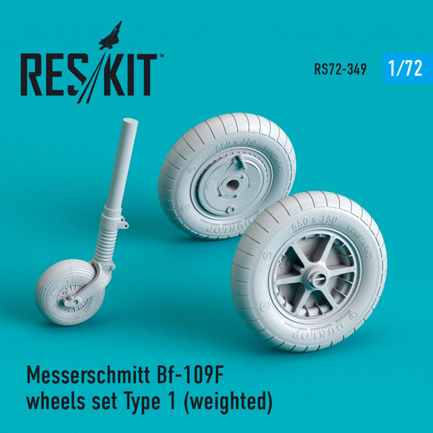 Messerschmitt Bf.109 (F, G-early) Wheels set ype 1 (weighted) Scale 1:72 ResKit RS72-0349 for Aircraft Model Kit