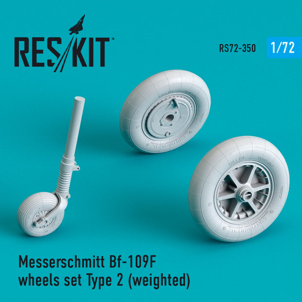 Messerschmitt Bf.109 (F, G-early) Wheels set ype 2 (weighted) Scale 1:72 ResKit RS72-0350 for Aircraft Model Kit