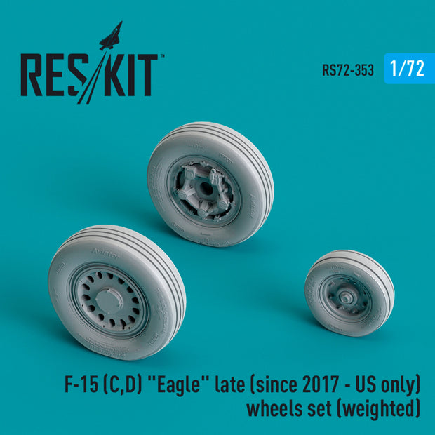 McDonnell Douglas F-15 (C,D) Eagle late (since 2017 - US only) Wheels set (weighted) (Resin & 3D Printed) Scale 1:72 ResKit RS72-0353 for Aircraft Model Kit