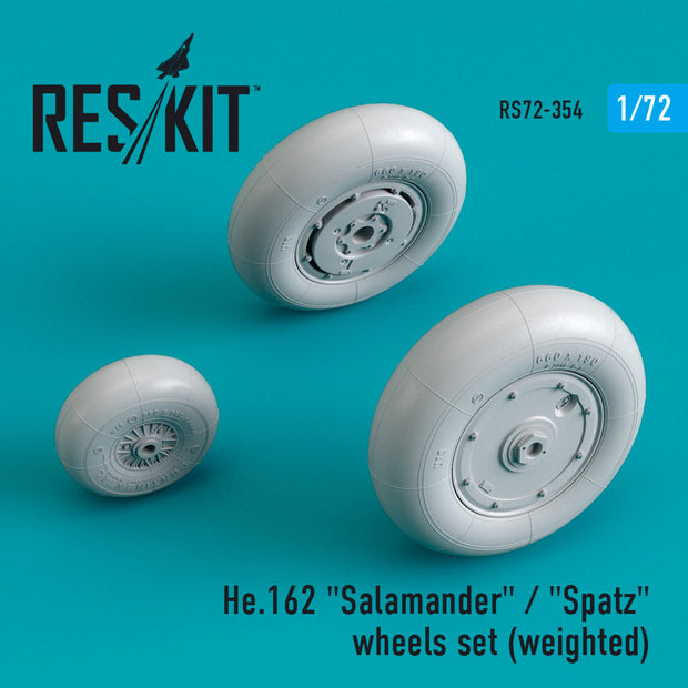Heinkel He.162 Salamander / Spatz Wheels set (weighted) Scale 1:72 ResKit RS72-0354 for Aircraft Model Kit