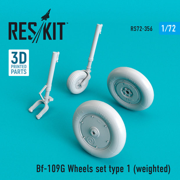Messerschmitt Bf.109G Wheels set type 1 (weighted) Scale 1:72 ResKit RS72-0356 for Aircraft Model Kit