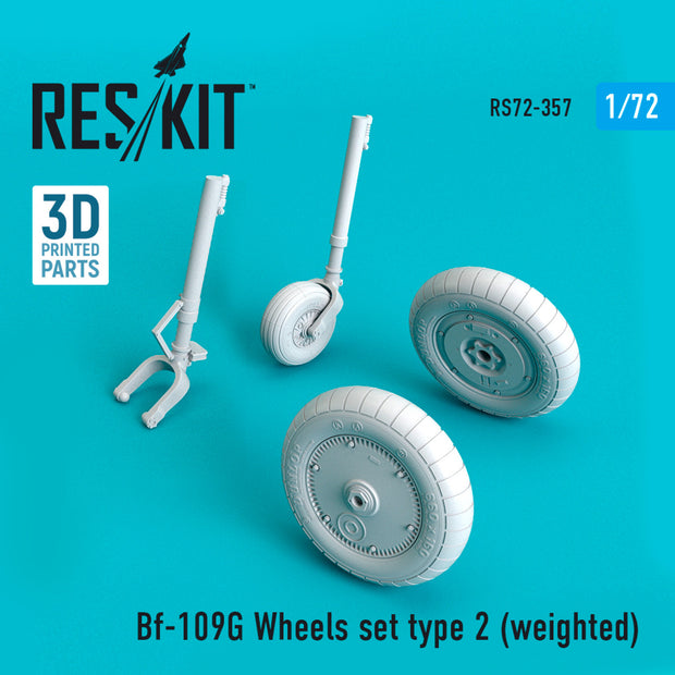 Messerschmitt Bf.109G Wheels set type 2 (weighted) Scale 1:72 ResKit RS72-0357 for Aircraft Model Kit