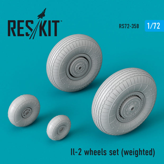 Ilyushin IL-2 Wheels set (weighted) Scale 1:72 ResKit RS72-0358 for Aircraft Model Kit