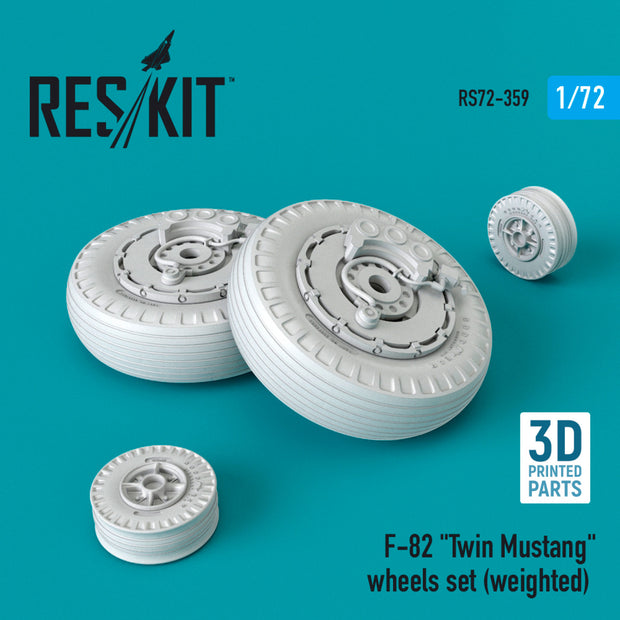 North American F-82 Twin Mustang (weighted) Wheels set Scale 1:72 ResKit RS72-0359 for Aircraft Model Kit