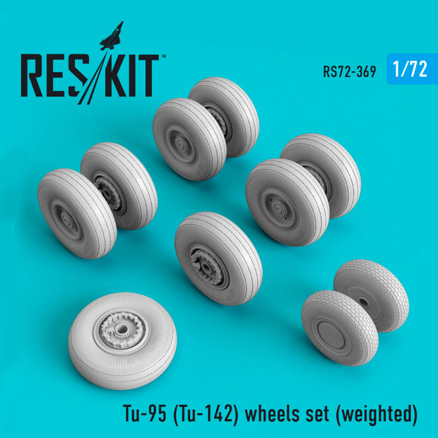 Tupolev Tu-95 (Tu-142) Wheels set (weighted) Scale 1:72 ResKit RS72-0369 for Aircraft Model Kit
