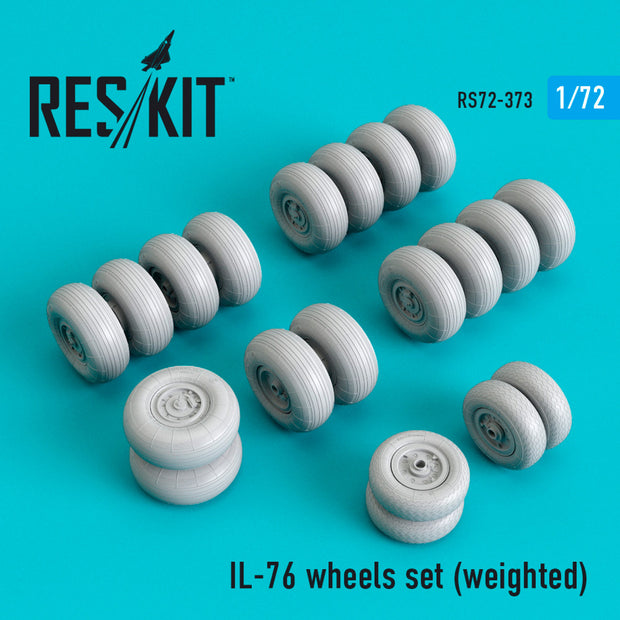 Ilyushin IL-76 Wheels set (weighted) Scale 1:72 ResKit RS72-0373 for Aircraft Model Kit